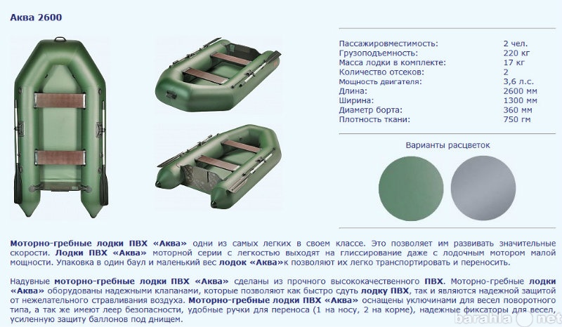 Размеры лодки пвх