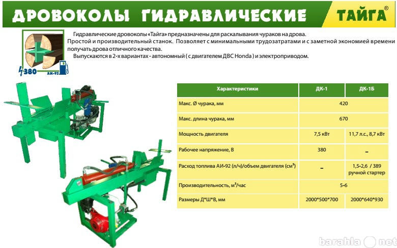 Продам: Дровоколы гидравлические  ТАЙГА