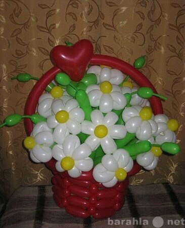 Предложение: Корзина с ромашками из воздушных шариков