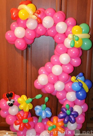 Предложение: Цифра три в цветах из воздушных шаров