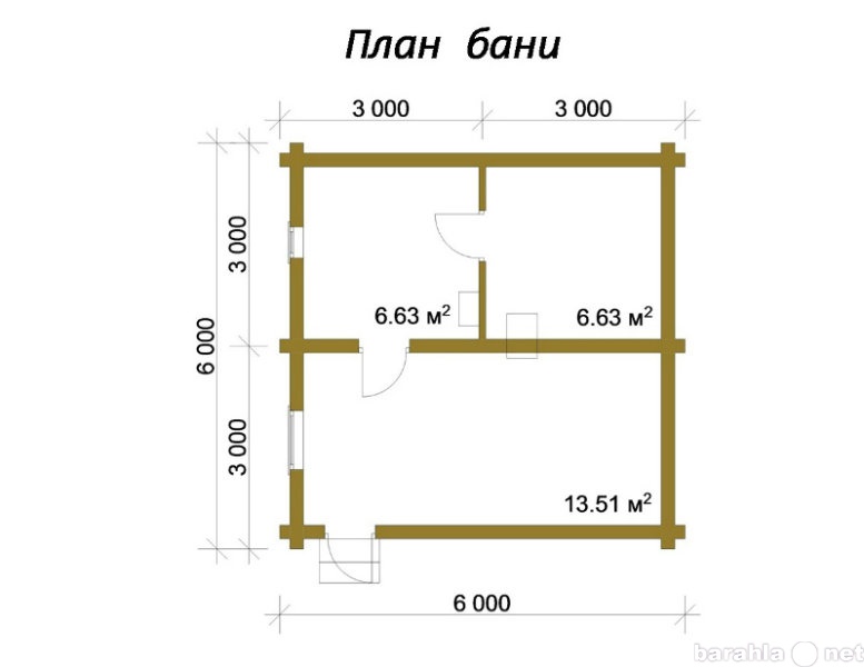 Баня 6 на 6 из бревна проект