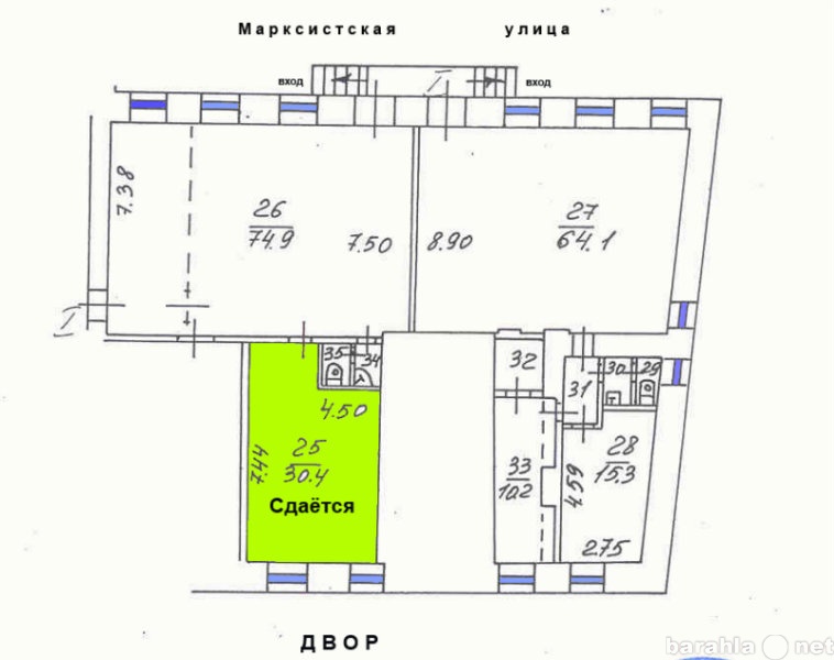 Сдам: помещ. 30,4 м2 в ЦАО у м. Марксистская